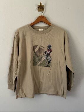 Wes & Willy Tan Long Sleeve Football T-Shirt Size Large